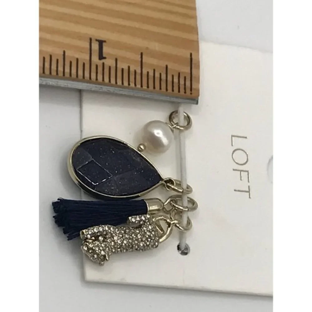 Ann Taylor Loft‎ Charms Tassel pave Black crystal Leopard NWT set of 4